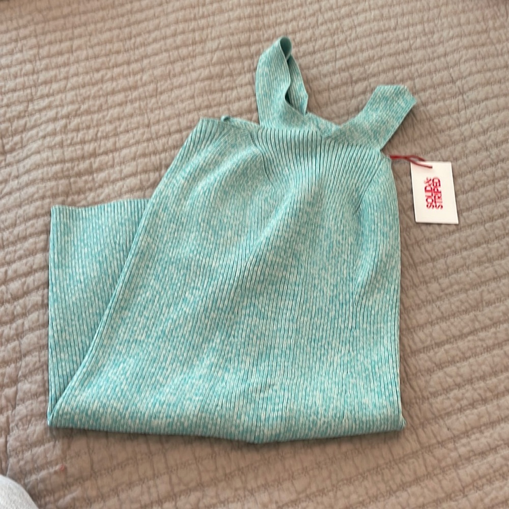 NWT SOLID AND STRIPED BLUE MINI DRESS